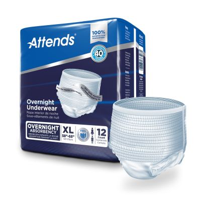 Unisex Adult Absorbent Underwear Attends® Overnight Pull On with Tear Away Seams X-Large Disposable Heavy Absorbency