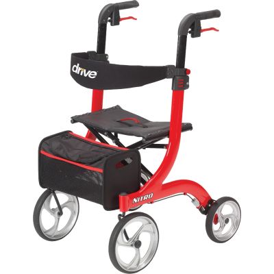 4 Wheel Rollator drive™ Nitro Red Adjustable Height / Folding Aluminum Frame