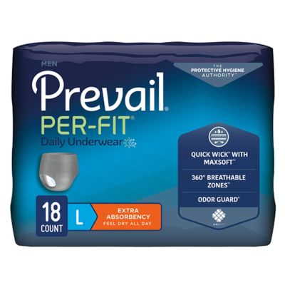 Male Adult Absorbent Underwear Prevail® Per-Fit® Pull On with Tear Away Seams Large Disposable Heavy Absorbency