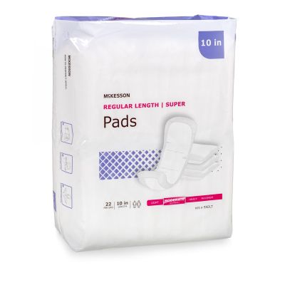 Bladder Control Pad McKesson Super 10 Inch Length Moderate Absorbency Polymer Core One Size Fits Most