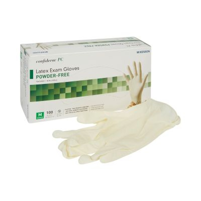 Exam Glove McKesson Confiderm® Medium NonSterile Latex Standard Cuff Length Fully Textured Ivory Not Rated