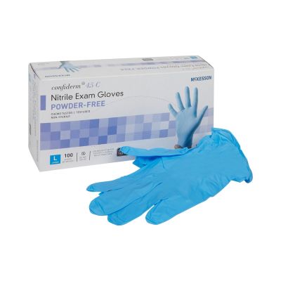 Exam Glove McKesson Confiderm® 4.5C Large NonSterile Nitrile Standard Cuff Length Textured Fingertips Blue Chemo Tested