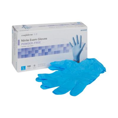 Exam Glove McKesson Confiderm® 3.8 Large NonSterile Nitrile Standard Cuff Length Textured Fingertips Blue Not Rated