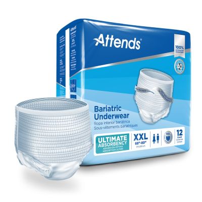 Unisex Adult Absorbent Underwear Attends® Bariatric Pull On with Tear Away Seams 2X-Large Disposable Heavy Absorbency