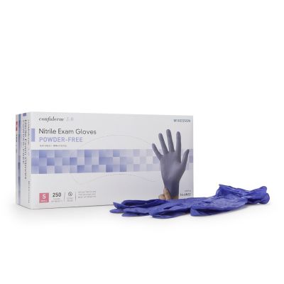 Exam Glove McKesson Confiderm® 3.0 Small NonSterile Nitrile Standard Cuff Length Textured Fingertips Blue Not Rated